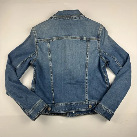Talbots Blue Jean Jacket with Floral Embroidery size sp - Picture 7 of 8